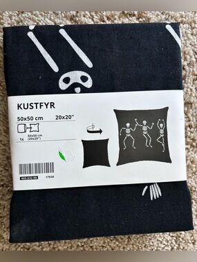 New Ikea Kustfyr Skeleton Black White Halloween Pillow Cover Case 20x20